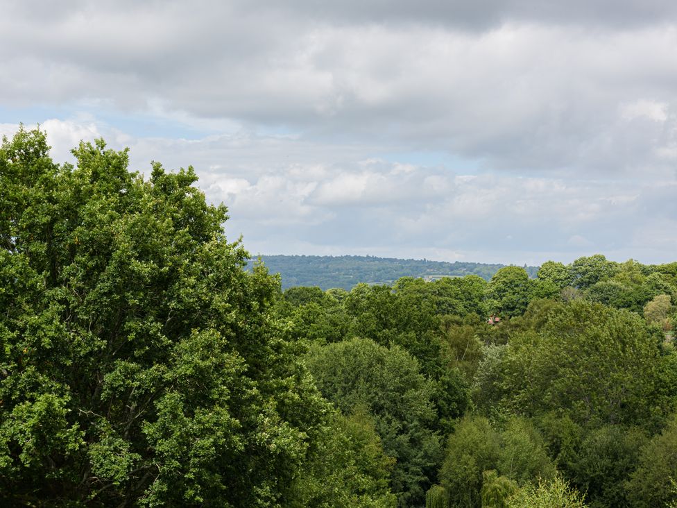 Green trees under a cloudy sky at Heath Retreat in Buxted